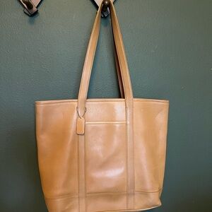 Coach Beige Leather Tote Bag